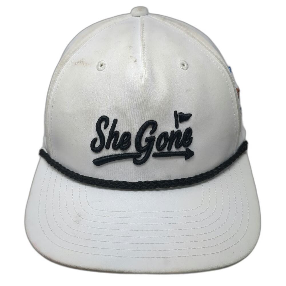 Richardson 5 Panel White One Size Snapback Hat Rope Costa Rica Sloth She Gone